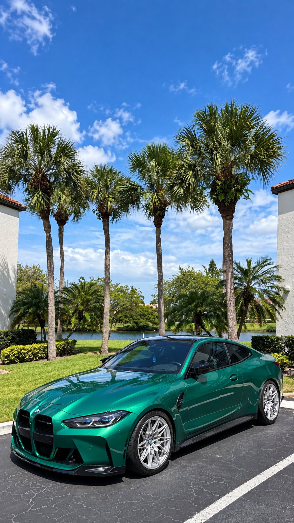 Green BMW G82 M4 photographed in daylight
